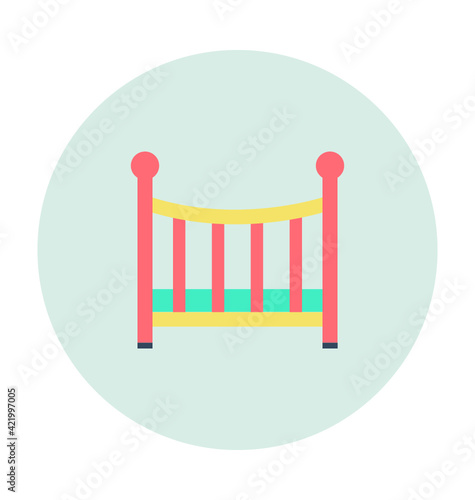 Baby Crib Colored Vector Icon
