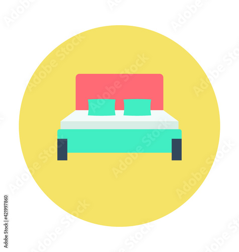 Bed Colored Vector Icon