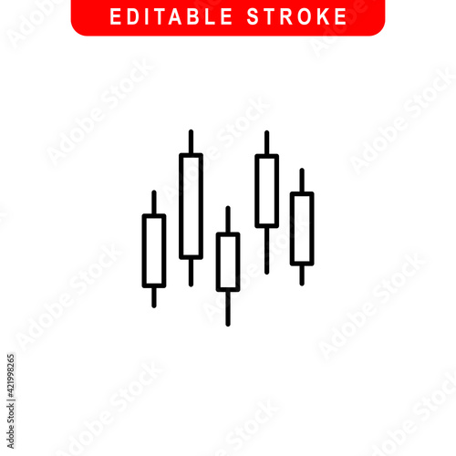 Candle Stick Graph Trading Outline Icon. Candle Stick Graph Trading Line Art Logo. Vector Illustration. Isolated on White Background. Editable Stroke