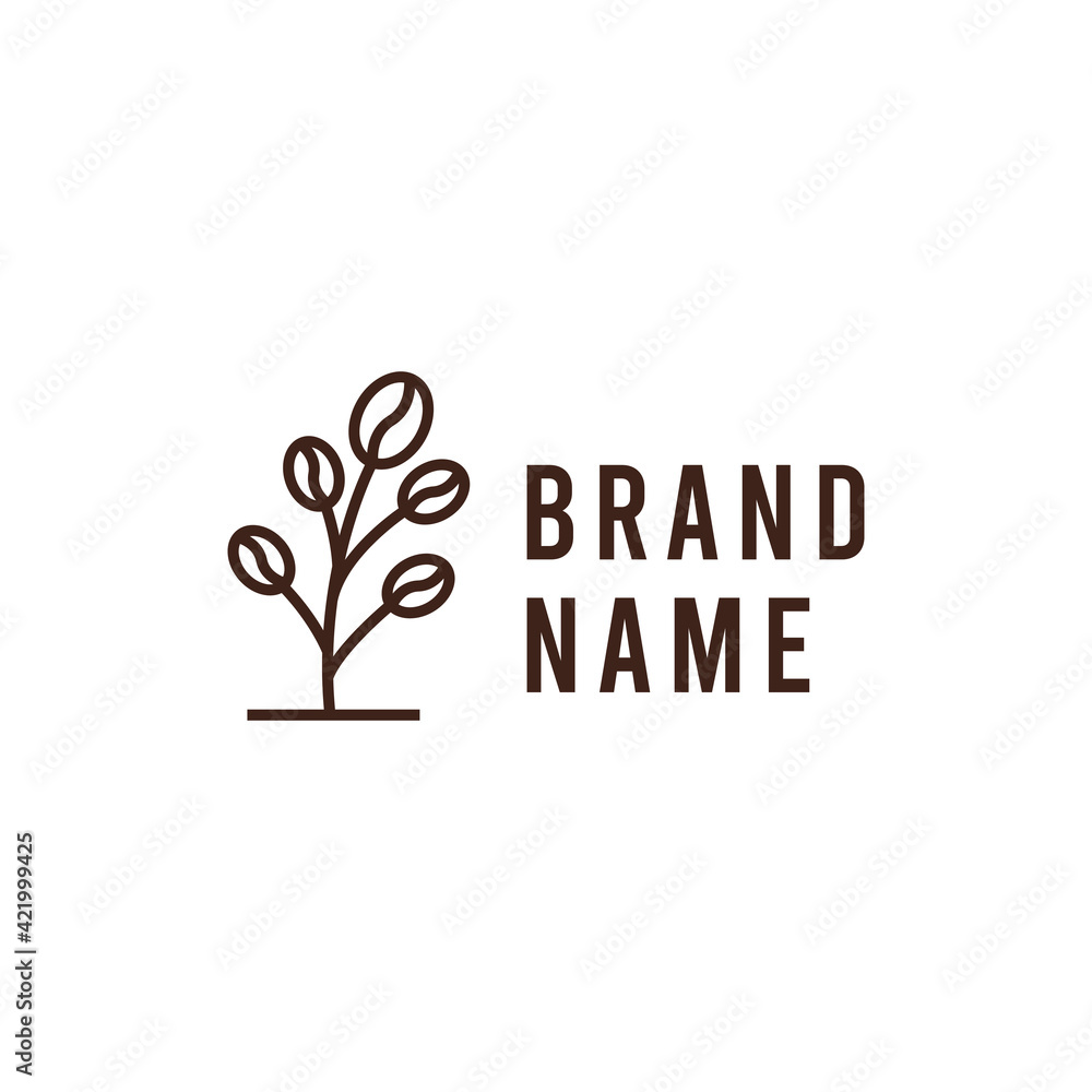 Fototapeta premium Coffee bean tree logo design premium