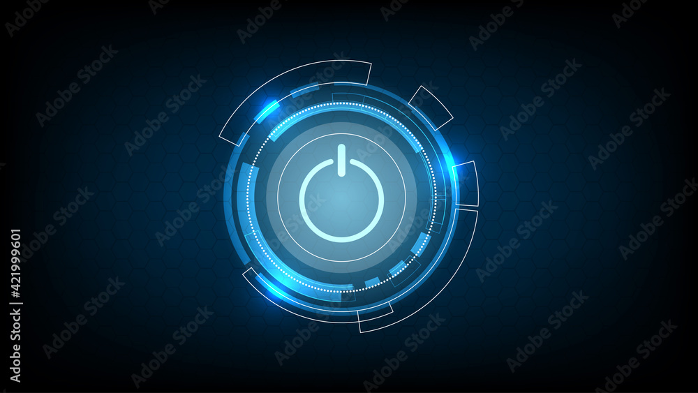 Obraz premium Abstract technology. circle digital hi-tech technology design with power button.