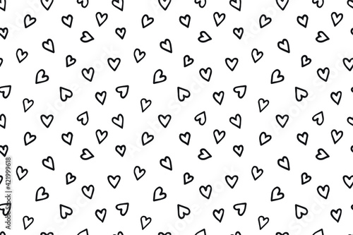 shape of black heart pattern background in hand drawn