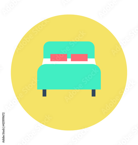 Bed Colored Vector Icon