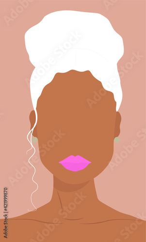 Portrait of a young girl in a modern style. Flat illustration of a white-haired beauty on a light background. Modern picture for postcards, posters. backgrounds, avatars, templates, textiles.