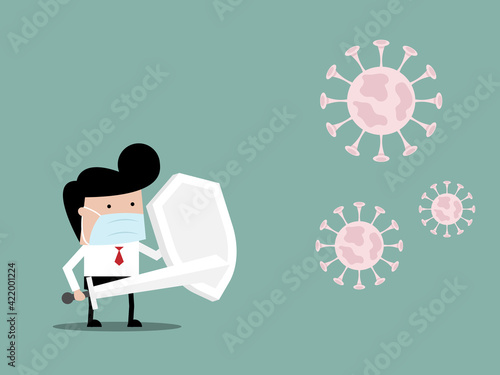businessman fighting against corona virus