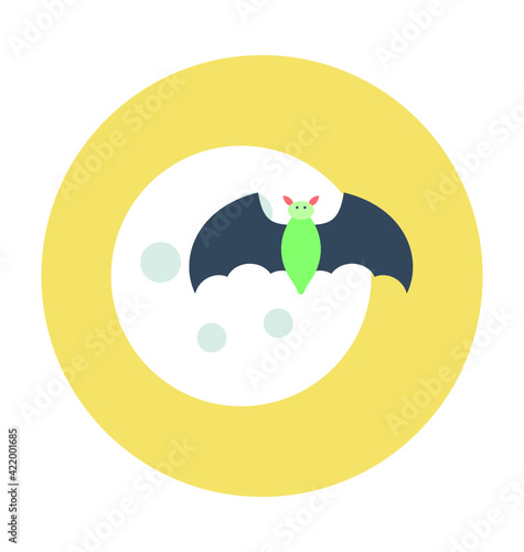 Halloween Bat Colored Vector Icon