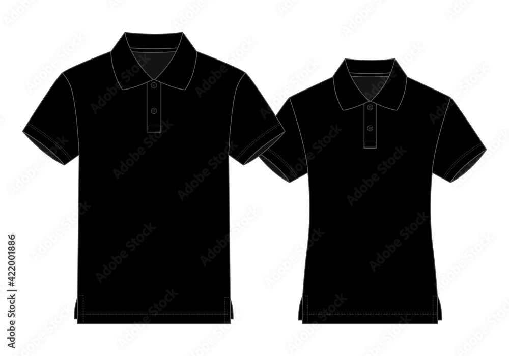 Naklejka premium Black Couples Polo Shirt Template Vector On White Background, Front View.