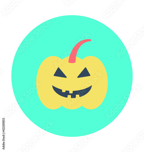 Halloween Pumpkin Colored Vector Icon