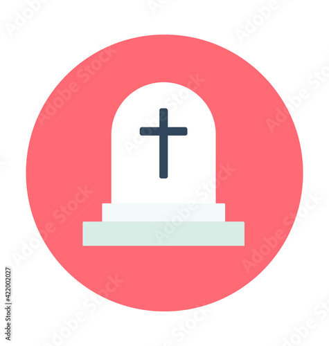 Gravestone Colored Vector Icon
