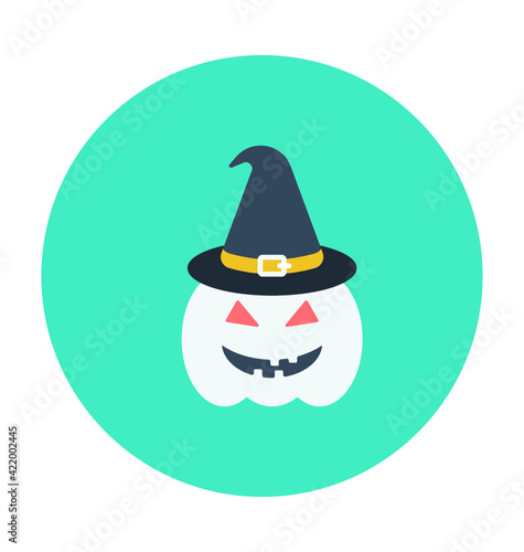 Halloween Pumpkin Colored Vector Icon