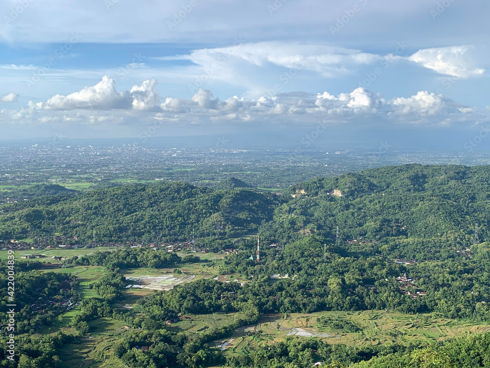 Fototapeta premium View from Becici Peak or Puncak Becici, Yogyakarta.