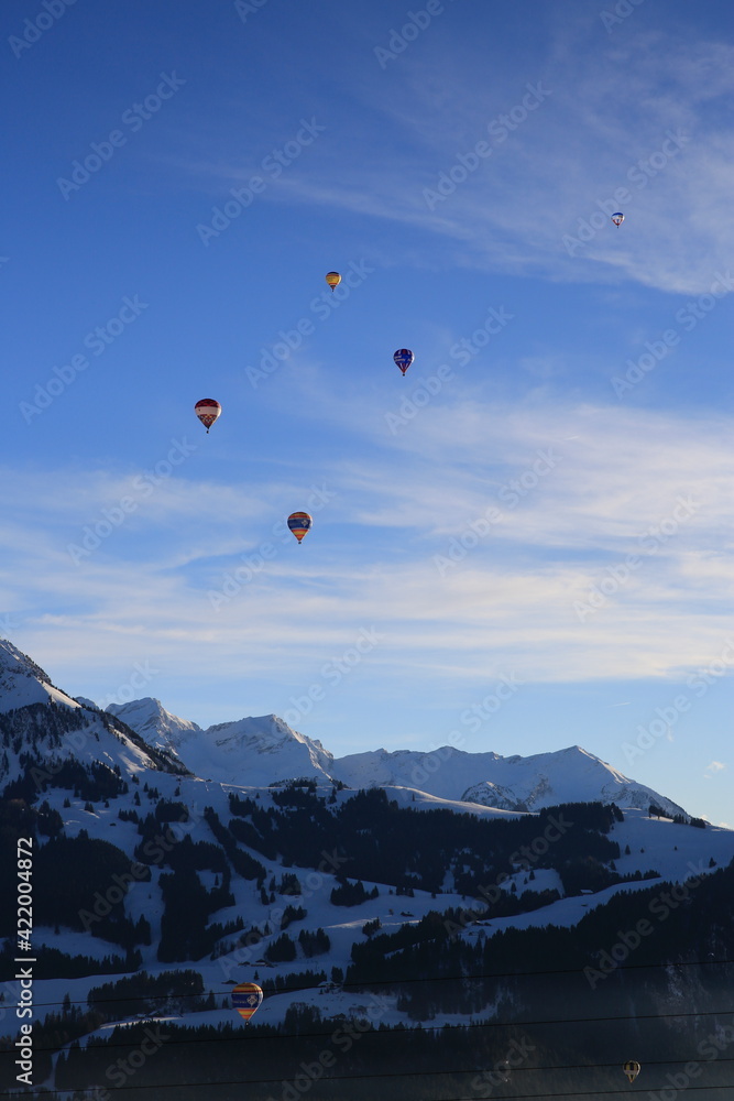 hot air balloon over the mountains hot air balloon over the mountains