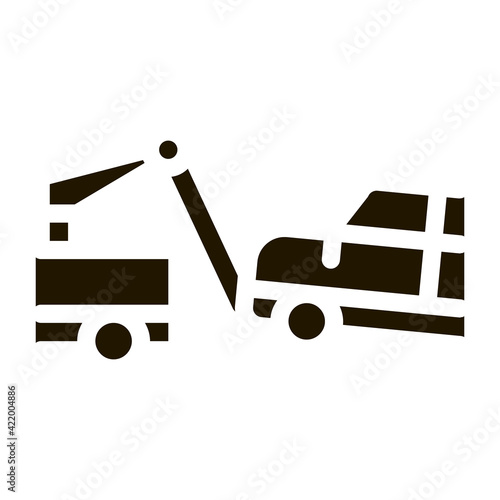 Towing Broken Car Icon Vector Glyph Illustration