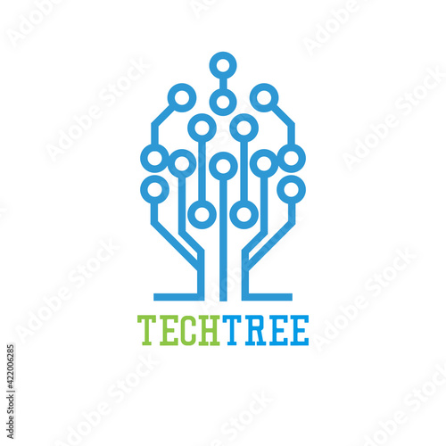 technology tree logo on white background. vector illustration
