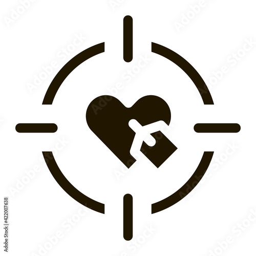 Heart Target Icon Vector Glyph Illustration