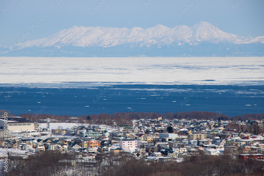 Sea of Okhotsk With drift ice in Abashiri, Hokkaido, Japan