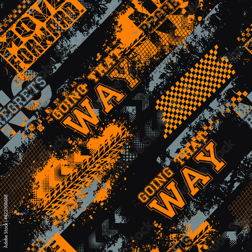 Seamless abstract sport pattern . Grunge background for textile, sport wear, graphic tees and more. 
