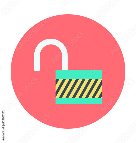 Open Padlock Colored  Vector Icon