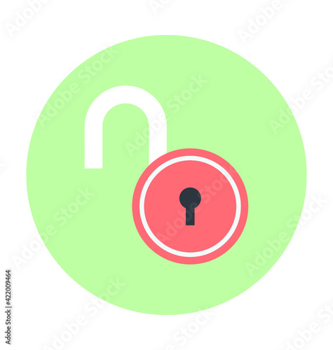 Open Padlock Colored  Vector Icon