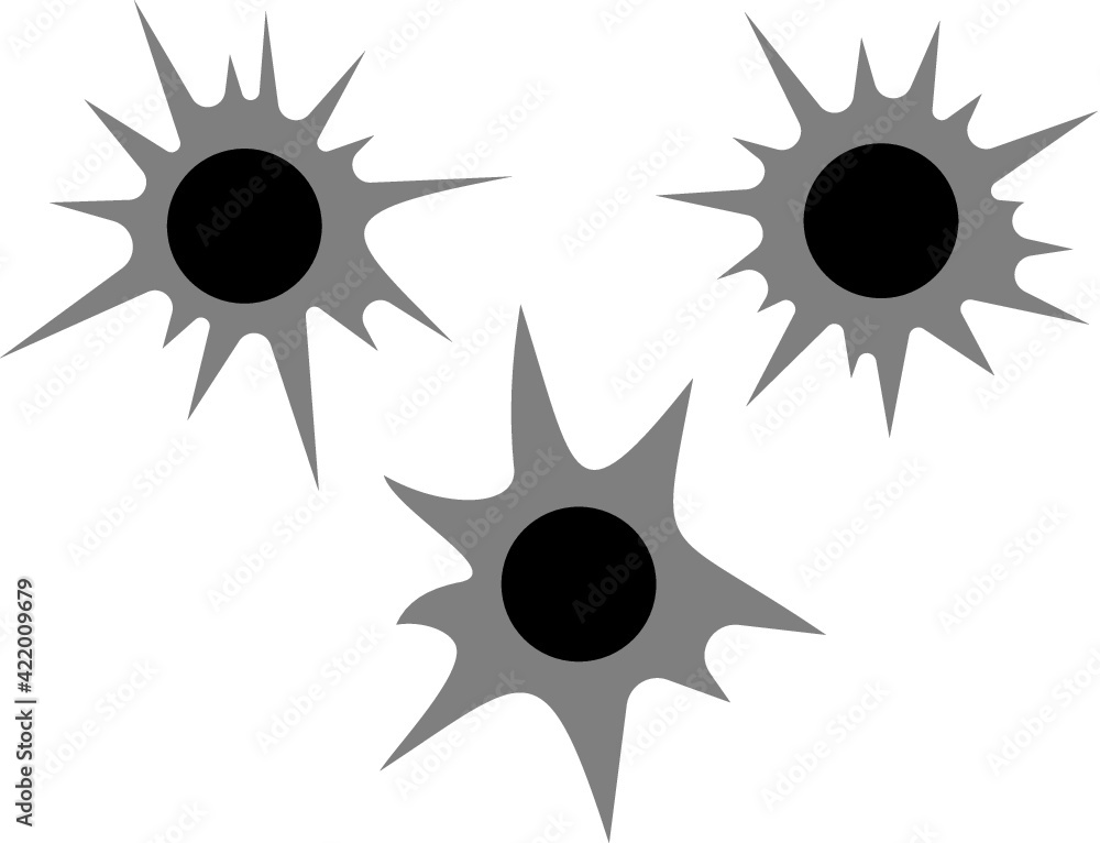 Vector illustration of the bullet holes Vector illustration of the bullet holes