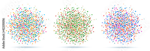 Circle dots set. Bright colorful abstract round blot of dots. Vector illustration