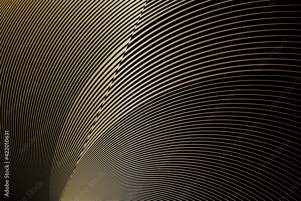 Abstract gold metallic effectbackground, halftone lines geometric pattern, vector modern design texture.