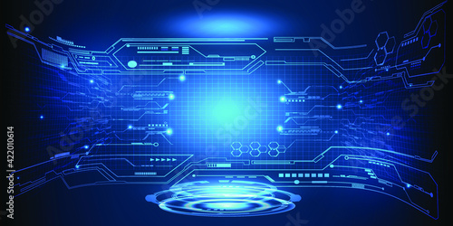 Hi tech digital space and digital modern tech architecture  around for room layouts showcase stage futuristic design concepts.Vector illustration.