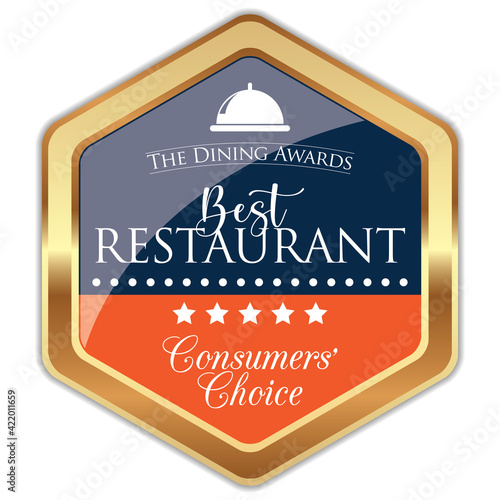 Best Restaurant Award. Vector Golden Badge.