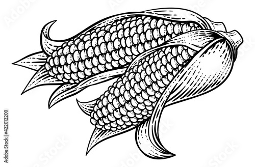 Corn Vegetable Vintage Wood...