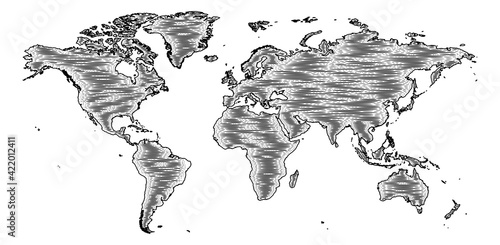 World Map Drawing Old Woodc...