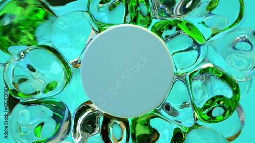 Abstract background for your logo with movable transparent glass bubbles.