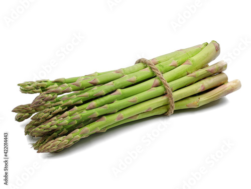 bunch of green asparagus isolated on white background