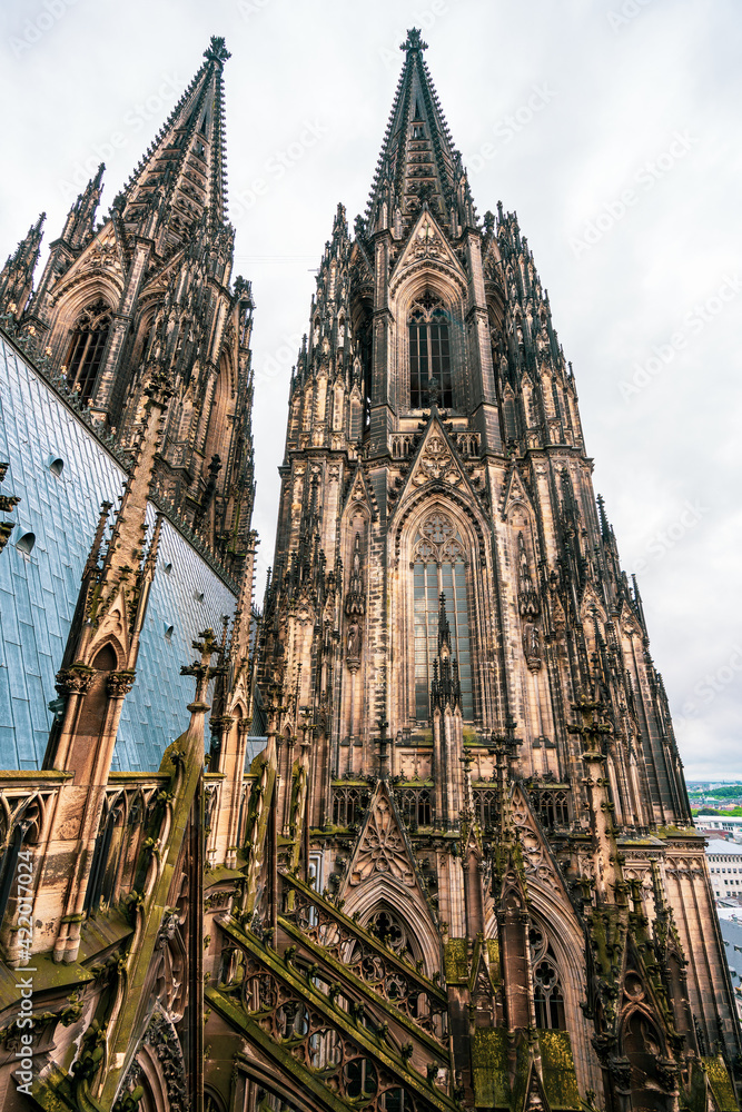 View of the Cologne Cathedral towers, Germany.