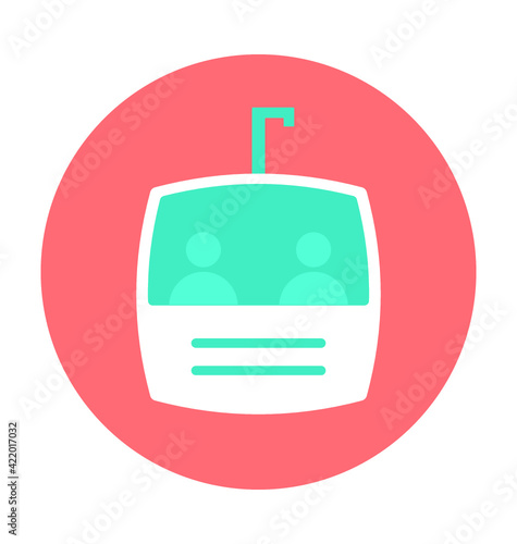 Cable Car Colored Vector Icon