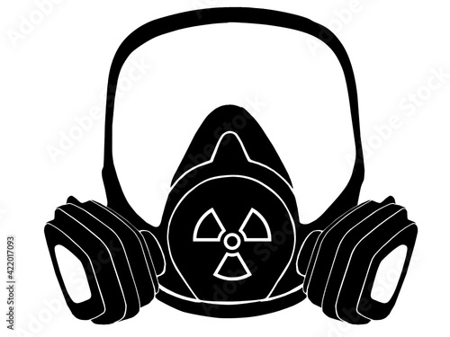 Full face mask with radiation sign