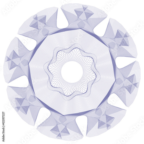 Watermark ,Guilloche rosetta  , design for  background for certificate, 
