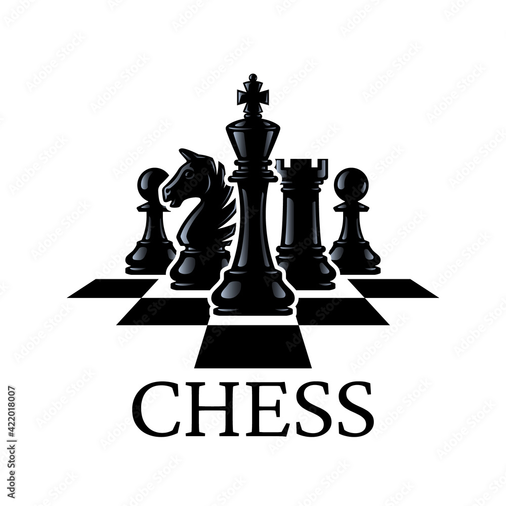 Free Vector, Chessboard and different chess pieces illustration