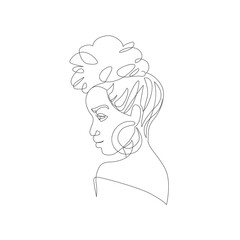 Fototapete Eine Linie Afro Frauenprofil Linienkunst Porträt  © Tanya Syrytsyna