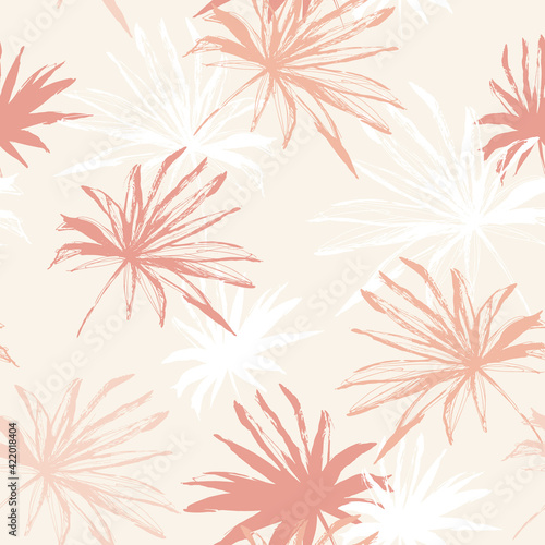 Abstract tropical foliage background in rose blush colors.