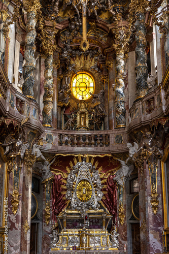 Interior of the baroque Asam Church, Asamkirche in Munich, Germany photo