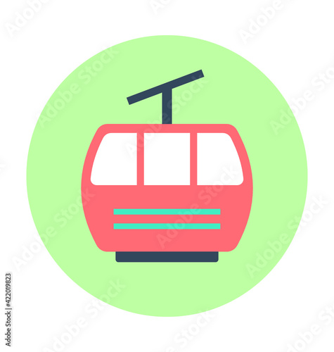 Ropeway Colored Vector Icon