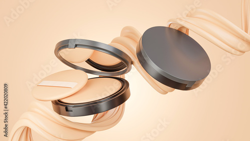 Obraz na plátně 3d render of realistic face powder with foundation cream for your products