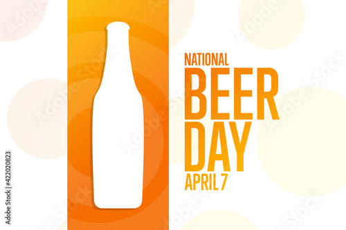 National Beer Day. April 7. Holiday concept. Template for background, banner, card, poster with text inscription. Vector EPS10 illustration.