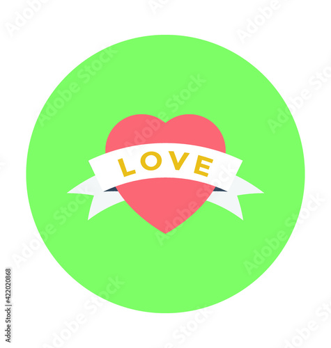 Heart Shaped Emblem Colored Vector Icon
