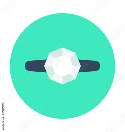 Diamond Ring Colored Vector Icon