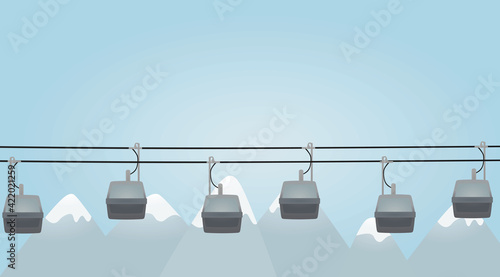 Ski gondola. cabin. vector illustration