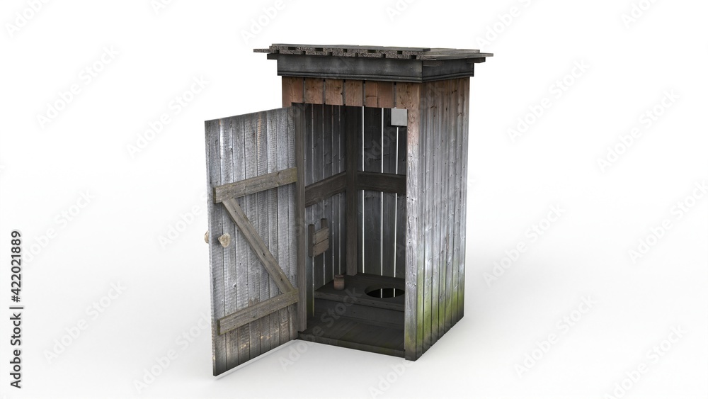Old booth render on a white background. 3D rendering