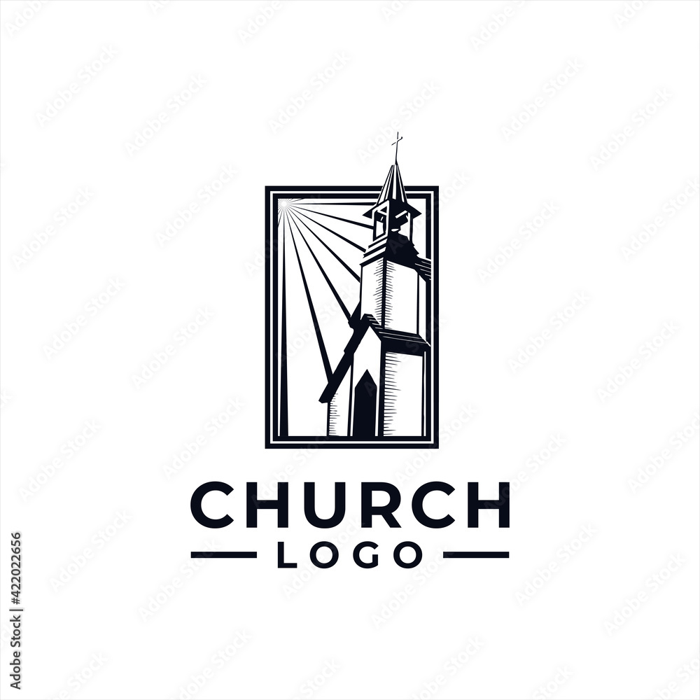 Church Logo design inspiration idea concept with black and white color Church Logo design inspiration idea concept with black and white color