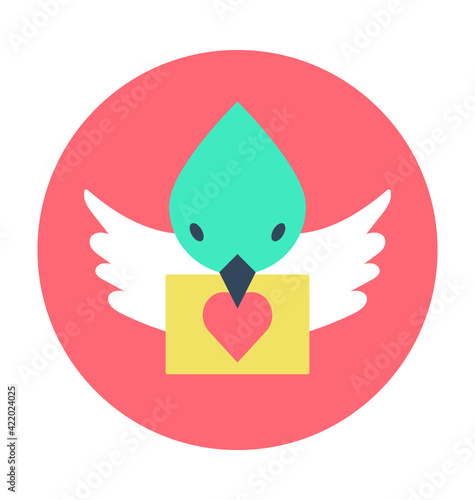 Dove with Letter Colored Vector Icon