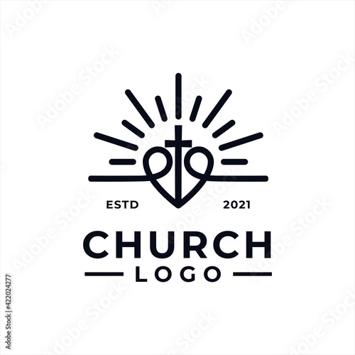 Church Logo design inspiration idea concept with black and white color